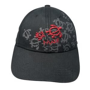 Maui Strapback Baseball Cap Black OS Adjustable Embroidered Hawaiian Headwear